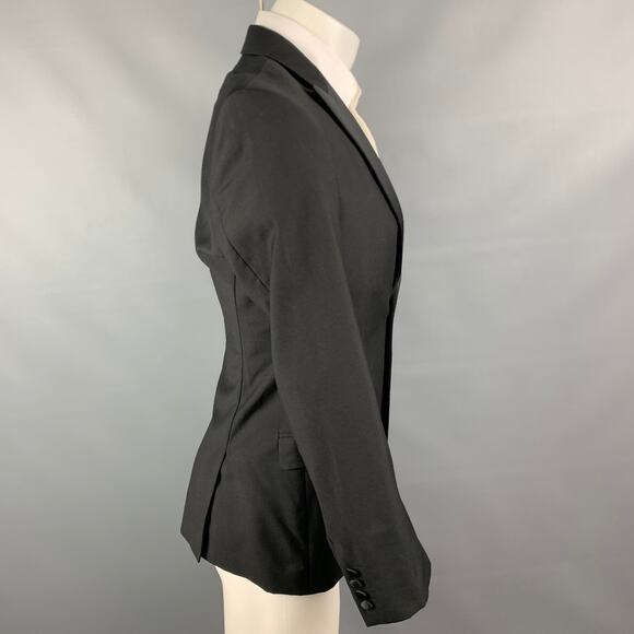 CALVIN KLEIN COLLECTION Size 36 Black Wool Peak Lapel Tuxedo Sport Coat - Picture 3 of 8